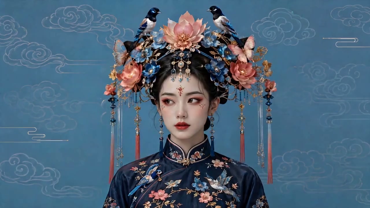 Static Frame Chinese Hair Ornament Showcase